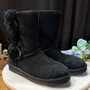 Koolaburra Black Winter Boots with Pom Poms